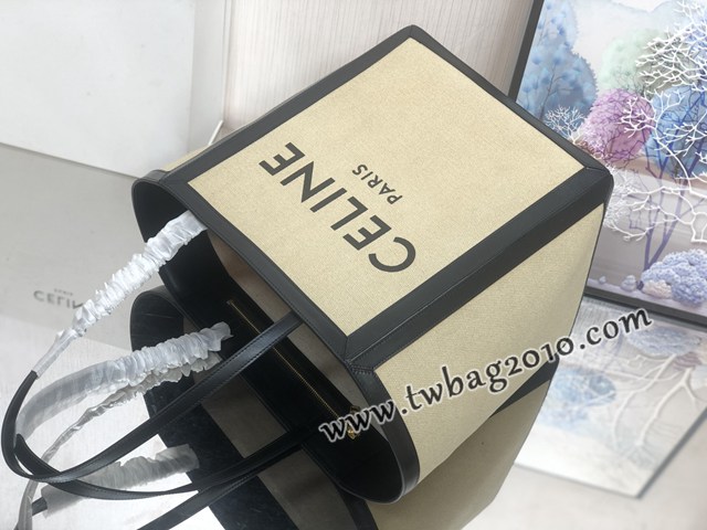 Celine專櫃2023新款手提托特包 賽琳大號印花織物和牛皮革方形手袋 sldj2224